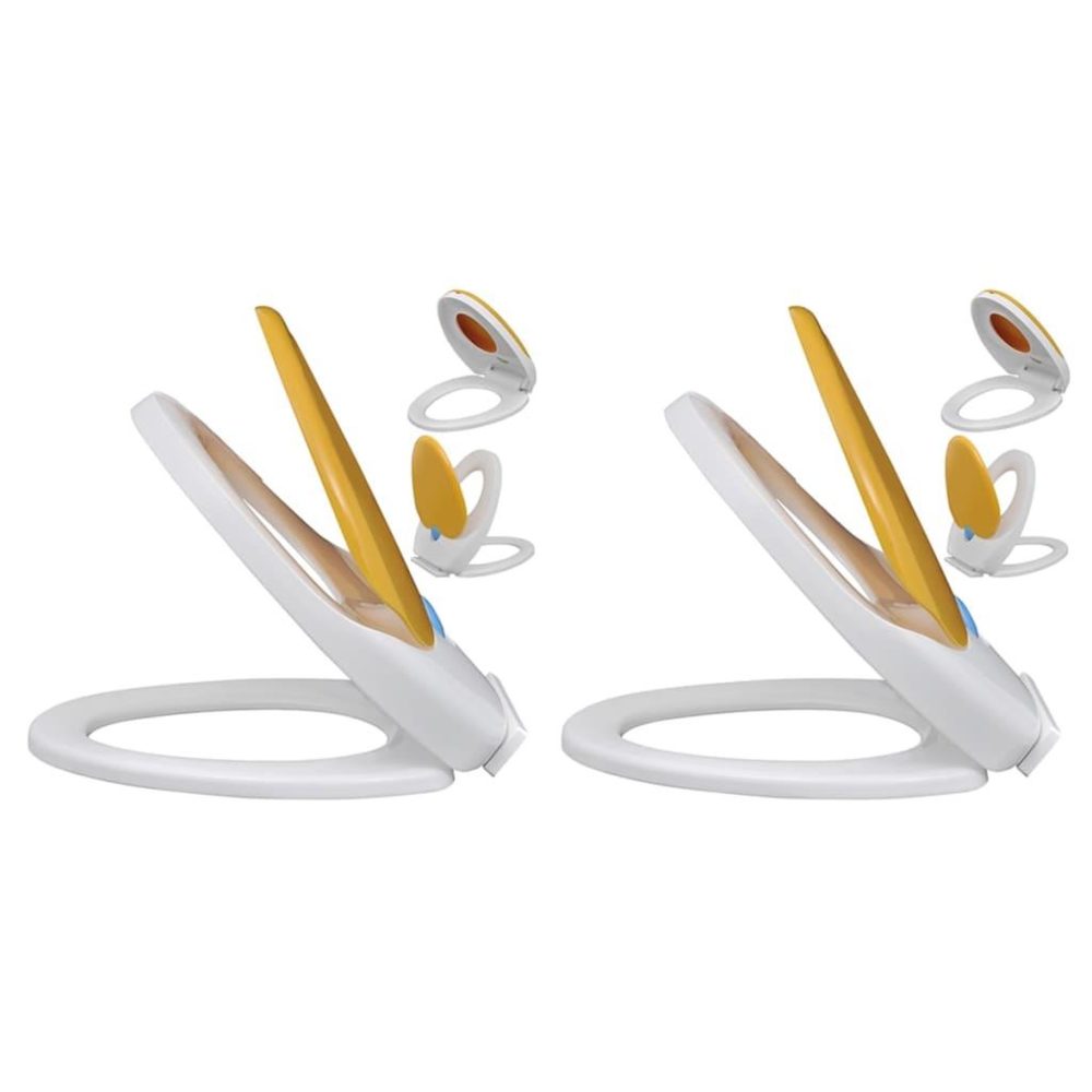Sieges de toilette et couvercles 2 pcs plastique blanc et jaune – VIDAXL