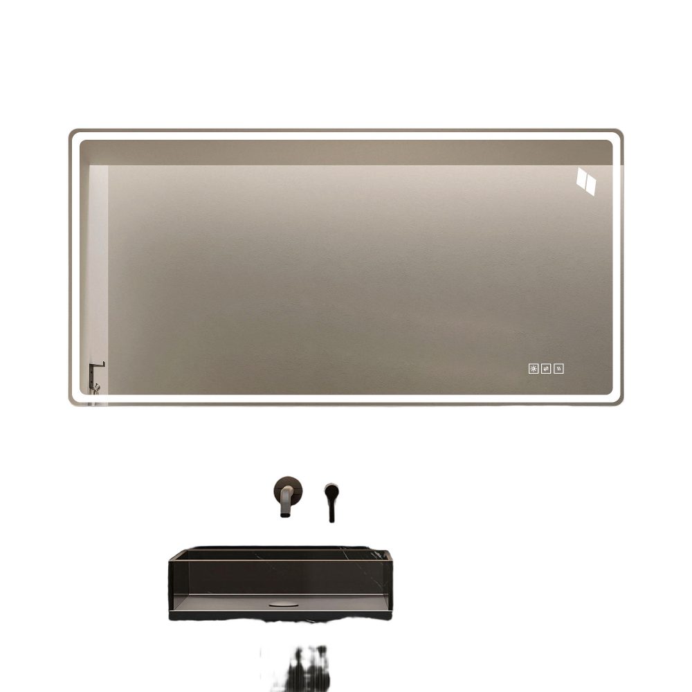 de salle de bain LED 60×120 cm sans cadre, rétroéclairage frontal et arrière, commande tactile à intensité variable, 3 températures de coule.. – Miroir
